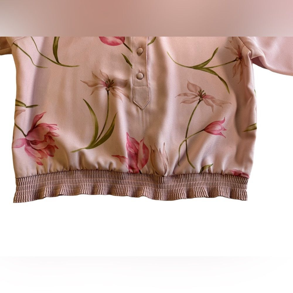 Graff Vintage Floral Pink Collared Blouse Made In Usa Size Medium View 5